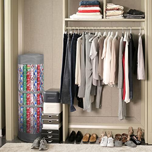 ProPik Wrapping Paper Organizer Storage Bag for All Your Gift Wrap & Ribbons, Fits Long 40 Inch Rolls, Hold Up To 24 Rolls, Heavy Duty Clear PVC Bag with Handles (Gray & clear) - Image 6