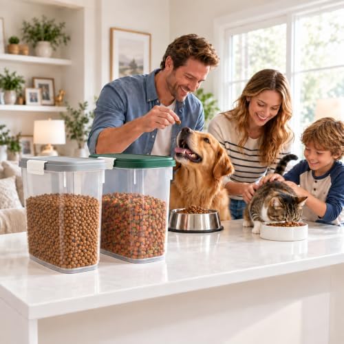 Airtight Dog Cat Food Storage Container 10 Lbs, Slim Tall Pet Food Bin - Image 2