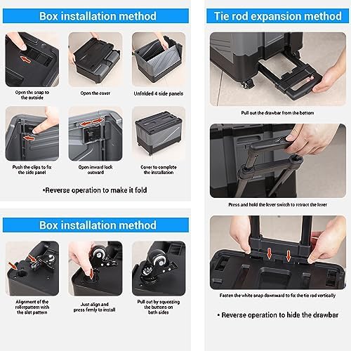 XCBYT 50L Foldable Rolling Crate, Spacious Storage Cart with Wheels - Image 6