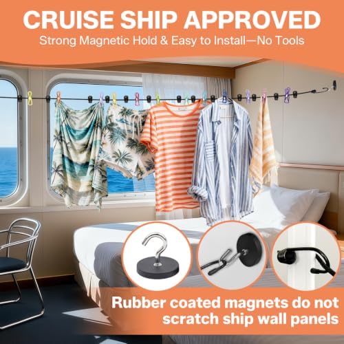 Esoes Magnetic Clothesline for Cruise Ship - 2027 Updated Stronger Magnets - Image 3