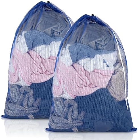 2 Pack Mesh Laundry Bags 23x34 Inch Drawstring Locking for Travel Home by PEASUG