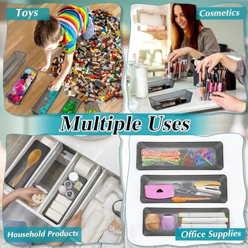 Maitys 12 Pcs Plastic Drawer Organizers, Silverware Tray, 9 x 3 x 2", Black - Image 6