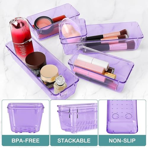 23 PCS Drawer Organizer Set, 5 Size Bathroom and kitchen organizer Trays - Image 3