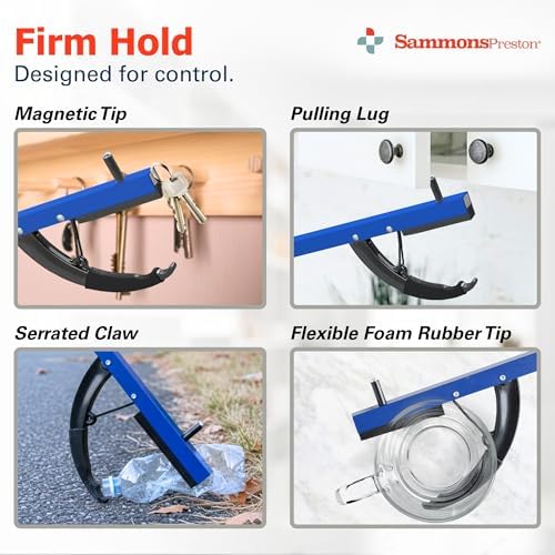 Sammons Preston Reacher, 26" Lightweight Grabber Reacher Tool with Magnetic Tip, Ergonomic Grip & Claw Jaw, Portable Reaching Aid for Seniors, Daily Living & Home Use, Standard Blue, 3 pack - Image 5
