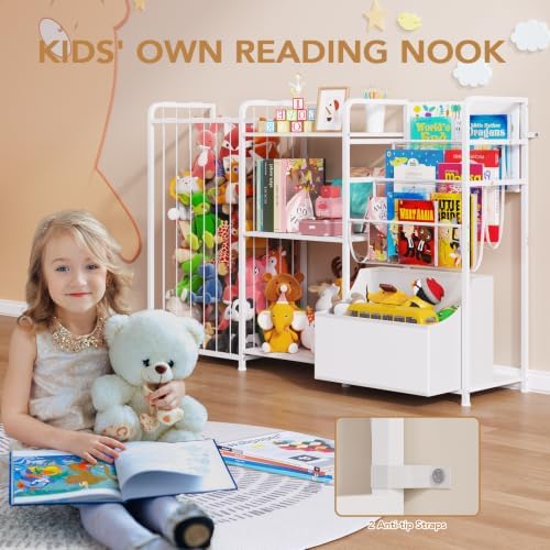 BBLIKE Kids Bookshelf and Toy Storage Organizer with Stuffed Animal Storage - Image 4