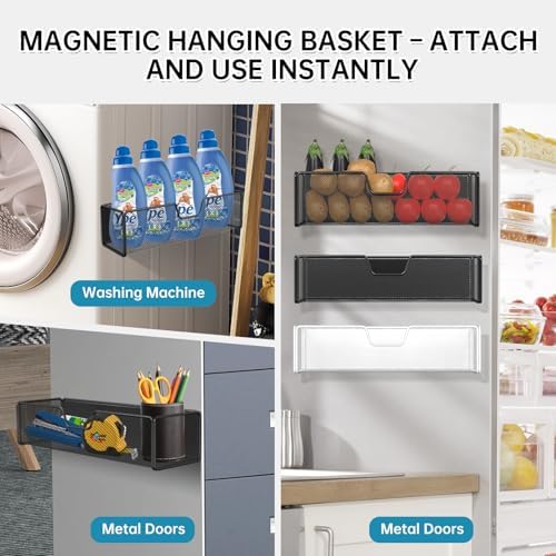 2 pack Magnetic Basket Organizer Holder for Fridge Magnetic Shelf Magnetic Storage Bin Box Containers for Refrigerator Whiteboard Classroom Magnetic Organizer - Image 5