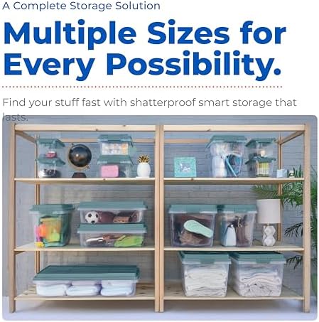 Hefty 6.5 Qt Hi-Rise Storage Bin with Lid, Stackable Plastic Storage Container, Organizer for Home, Office & Classroom, 8 Pack, Smoke Blue - Image 7