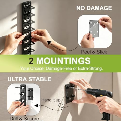 Hat Organizer for Baseball Caps 2 Pack, Hat Rack for Wall, Hat Storage, Hat Holder with Strong Adhesive and Screws (Black) - Image 4