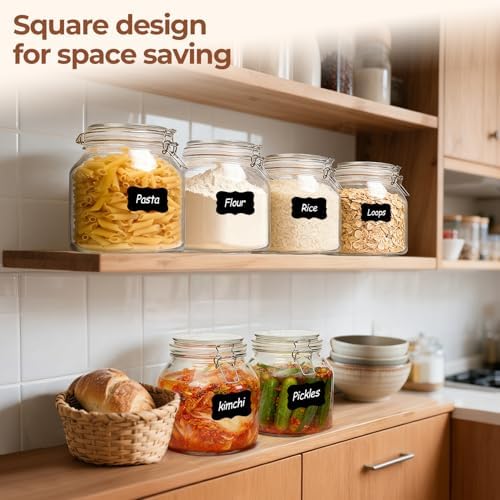 ComSaf Glass Pantry Jars with Airtight Lids 74 oz 2 Pack Large Wide Mouth - Image 6