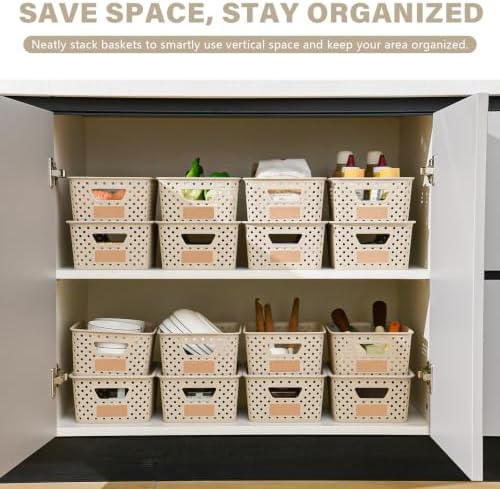 10 Pack Small Plastic Storage Bins with Lids, Stackable Plastic Storage Baskets for Organizing with Handles, Organizer Bins with Labels for Room, Craft, Containers for Pantry Organizers and Storage - Image 4