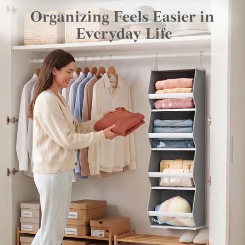 Lifewit Hanging Closet Organizer and Storage for Clothes, Gray, 2 Pack - Image 3