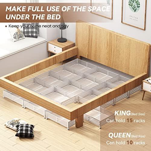 PHINOX Under Bed Storage Container with Wheels,Patterned,Metal,2 Pack,White - Image 6