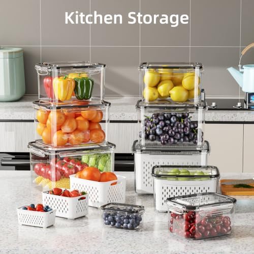 6 Pack Fruit Storage Containers for Fridge with Removable Colander - Image 7