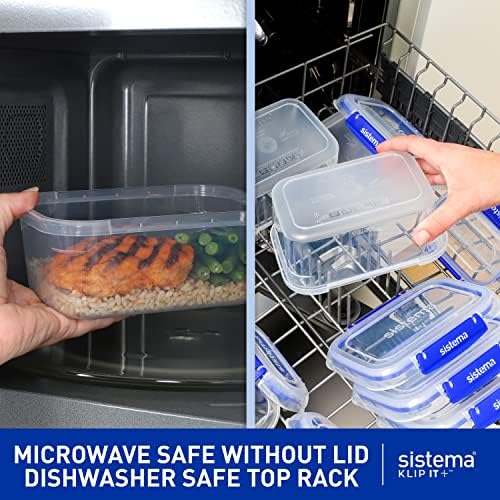 Sistema KLIP IT+ Large 7.5L Rectangle Food Storage Container, Stackable & Airtight Food Box with Lid, Dishwasher, Freezer, & Microwave-Safe, BPA-Free - Image 5
