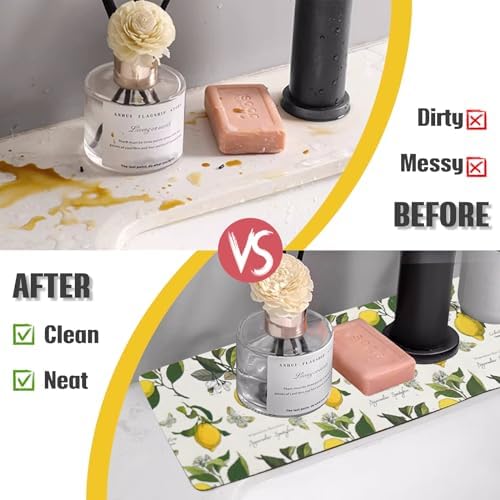 Sink Faucet Absorbing Mat, 2 Pack Drying Mat Around Faucet Sink Splash Guard Behind Faucet Sinkmat For Kitchen Bathroom Island Rv 24 * 5.5 Inch (60 * 14 cm) - Image 5