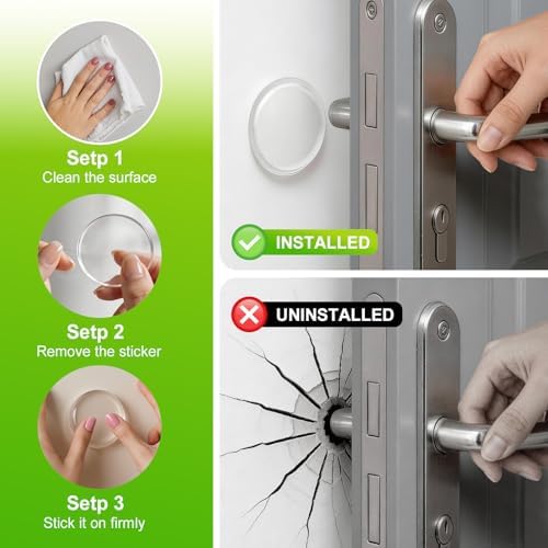 Clear Door Stoppers for Wall, 3.15" Self-Adhesive Door Knob Wall Protectors, 6 Pack Door Handle Stoppers, Door Bumpers to Prevent Scratches on Walls & Doors - Image 3