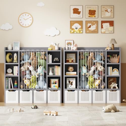 Toy Storage Organizer with Stuffed Animal Storage, Grey - Image 7