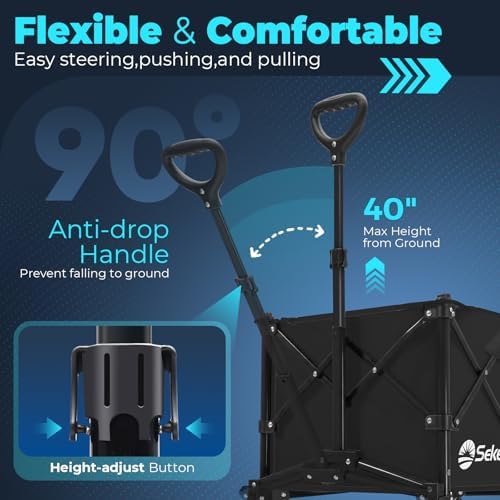 Sekey Collapsible Wagon, 300 lb Capacity, 29 in Cargo Bed, Compact Fold - Image 6