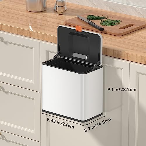 Mbillion 1.05 Gal White Hanging Stainless Steel Compost Bin - Image 5