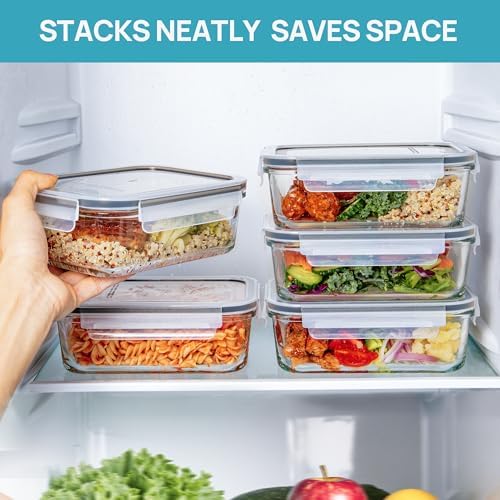 Vtopmart 5Pack 30oz Glass Meal Prep Container Sets with Lids, Grey - Image 5