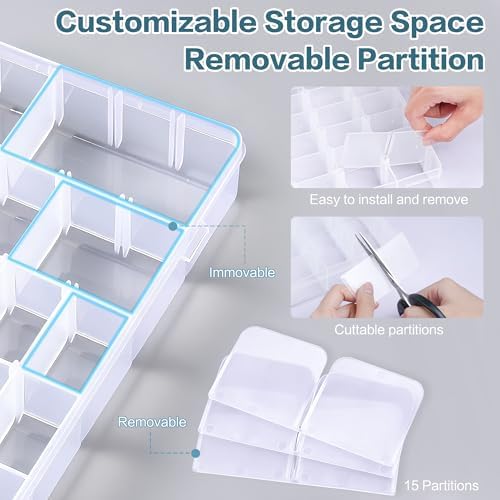 DILIBRA 2 Pack 36 Grids Large Plastic Organizer Box with Adjustable Divider - Image 4