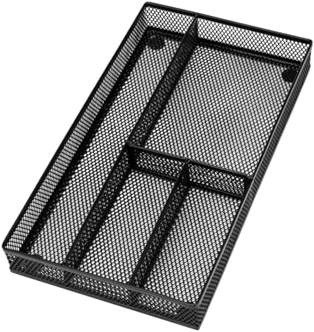 shenee Desk Drawer Organizer Tray,Drawer Organizer for Office and Home,Desk Organizer with Drawers,4 Compartments,Non-Slip Desk Organizers and Accessories for Stationery Makeup School (Black) by Shenee