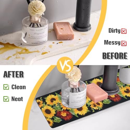 Sink Faucet Absorbing Mat, 2 Pack Drying Mat Around Faucet Sink Splash Guard Behind Faucet Sinkmat For Kitchen Bathroom Island Rv 15 * 5.5 Inch (38 * 14 cm) - Image 5
