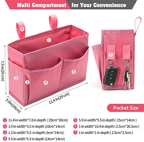 Bunk Bed Organizer, Bedside Caddy Hanging Storage Bag, Pink - Image 2