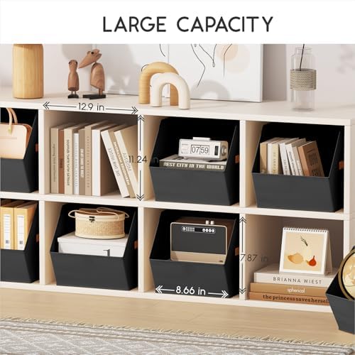 Homsorout Large Closet Storage Cubes - Closet Storage Bins with Dual Handles for Clothes, Towels, Toys, Shelf Organizer Bins for Bedroom, Nursery, Shelves, Small Spaces, Black, 4 Pack - Image 2