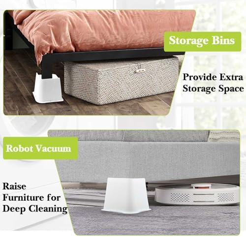 Bed Risers 1 inch, 2 inch, 3 inch, 4 inch, 6 inch, 8 inch Heavy Duty, Oversized Furniture Riser for Couch Sofa Table Chair Leg Frame Dorm, Support up to 6000 Lbs (White 4 Pack, 4 inch) - Image 4