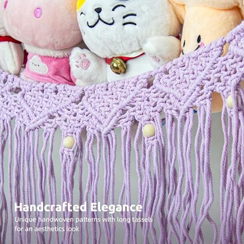 Stuffed Animal Hammock, Net for Stuffed Animals Corner Large, Toy Storage Hammock Plushie Net for Boho Kids Room Nursery Playroom - Image 3