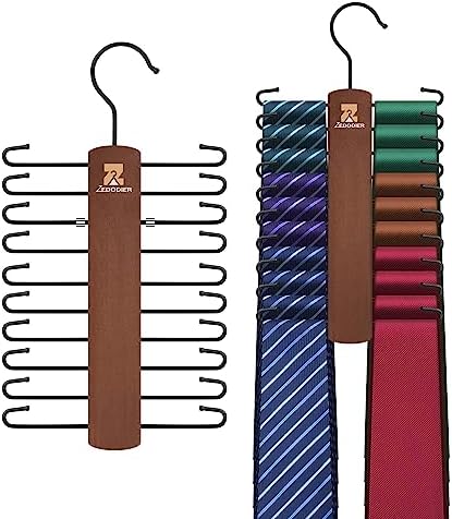 ZEDODIER 2 Pack Tie Hanger, Tie Organizer for Closet, Holds 40 Ties by ZEDODIER
