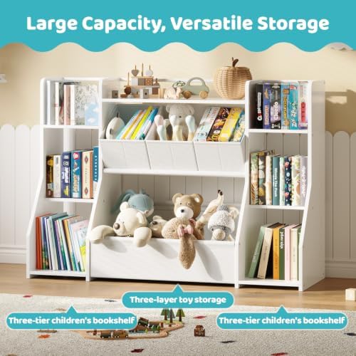 FOUCSSOMEI Kids Bookshelf and Toy Storage Organizer with Large Toy Box - Image 6