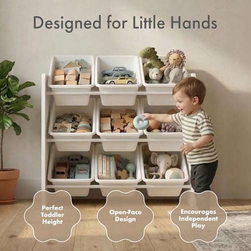 Humble Crew Kids Toy Organizer with 9 Bins, 3 Tier Storage for Playroom - Image 3