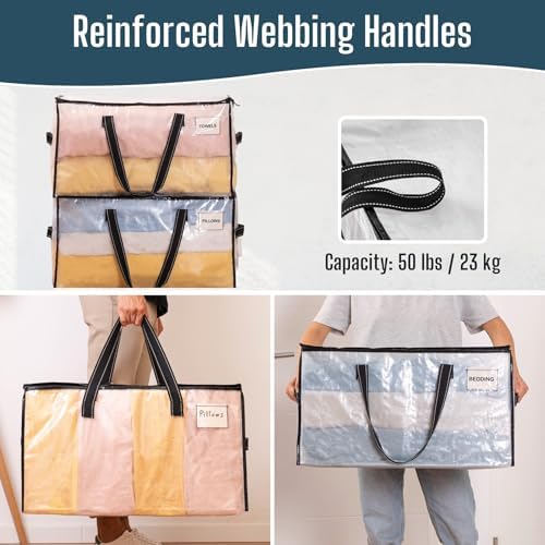 VENO Moving Bags, Storage Bags, Wide Open Top, Clear, 4 Pack - Image 5