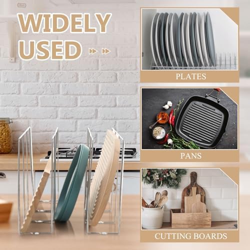 Blulu U Shaped Cookie Sheet Organizer for Cabinet Baking Sheet Organizer Kitchen Cabinet Dividers Vertical Chrome Pan Rack Storage Wires Tray Dividers Face Opening of 3.5"(Silver,1 Pcs) - Image 4
