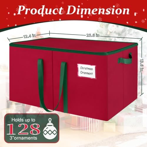 SeasonBliss Christmas Ornament Storage Box, Large Holds 128 Balls, Red - Image 2