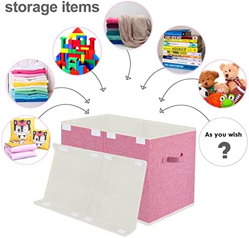 Large Toy Box Chest Storage with Lid - Collapsible Kids Toys Boxes Organizer Bins Baskets Container with Handles for Boys, Girls, Nursery, Playroom, Clothes, Blanket, Bedroom (PINK) - Image 2