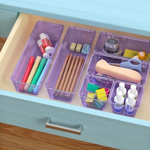 9 Pack Clear Drawer Organizer Set, Drawer Storage Trays, Storage Bins - Image 5
