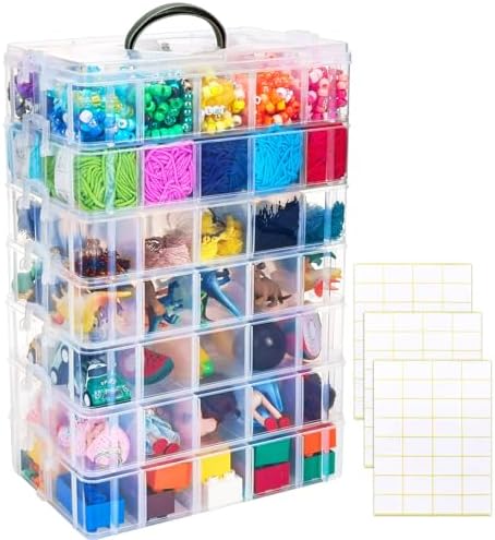 Bead Organizer 7 Tier 70 grid Stackable Craft Tackle Storage Container by SGHUO