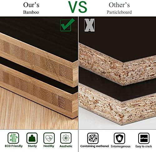 Bamboo Wall Blanket Ladder, 4-Tier Towel Racks, Blanket Holder with Anti-Slip Construction Home Decor, Decorative Blanket, Quilt, Towel, Scarf Ladder Shelves for Bathroom, Living Room, Bedroom, Black - Image 4
