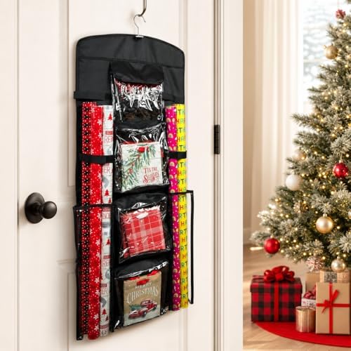 Joyful Moose Gift Bag Organizer Wrapping Paper Storage Container Christmas Gift Wrap Holder (Black) - Image 2