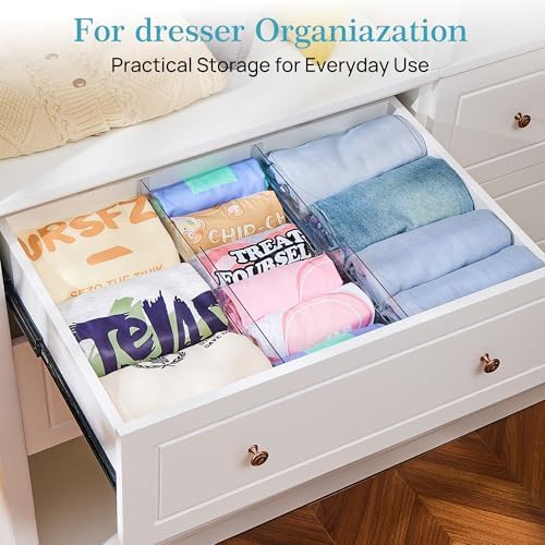 Vtopmart 14 Pack Drawer Dividers for Clothes, 4" High 10.2"-16.5" Adjustable Expandable Dresser Drawer Organizer, Clear Plastic Separators for Dresser, Baby Clothing, Underwear, Cosmetic, Toiletries - Image 4
