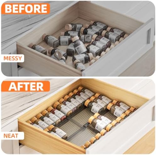 MUDEELA Clear Spice Drawer Organizer, 4 Tier- 2 Set (8 Packs), Grey - Image 5
