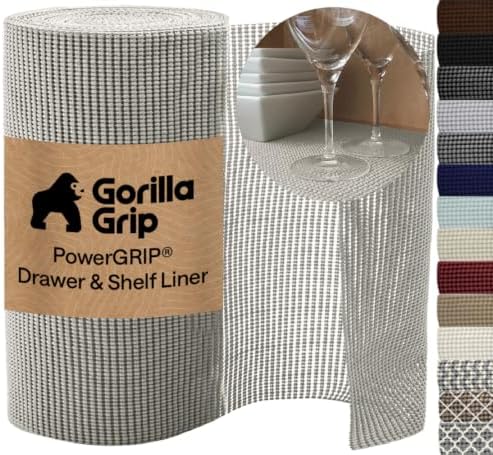 GORILLA GRIP powerGRIP Drawer Shelf and Cabinet Liner, 12"x10', Light Gray by GorillaGrip