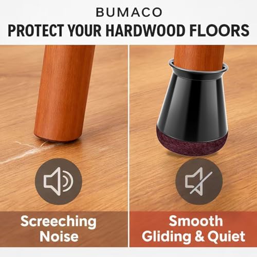 BUMACO Chair Leg Floor Protectors for Hardwood Floors Anti-Scratch 20 Pack - Image 3