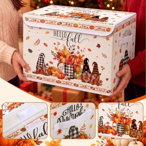 Briwooody Fall Storage Bin with Lid and Carrying Handle Gnome Storage Box - Image 3