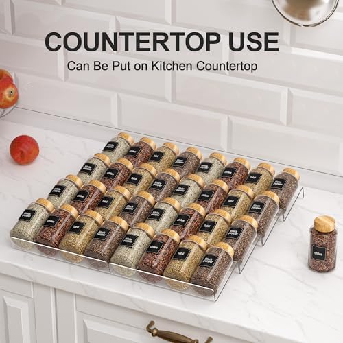 Spice Drawer Organizer Clear (Jars Not Included) - 5 Tier Acrylic Seasoning Drawer Organizer - Kitchen Spice Rack for Drawer, Cabinet, Countertop - Expandable From 9'' to17.5 In'' - Image 4