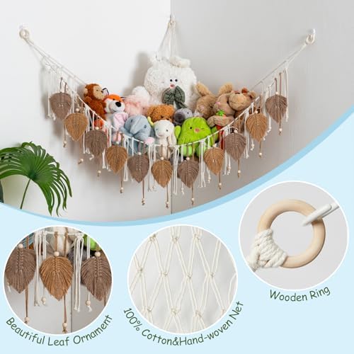 Pretty Jolly Stuffed Animal Hammock with Leaf Beads and Tassels - Image 2