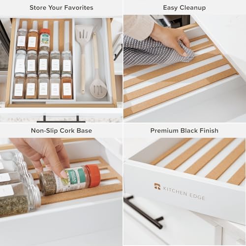 KitchenEdge Expandable Spice Drawer Organizer, White Bamboo - Image 3